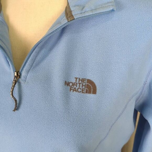 The North Face Womens Size Medium Pullover 1/4 Zip Fleece Jacket Blue TKA 100 - Picture 3 of 7
